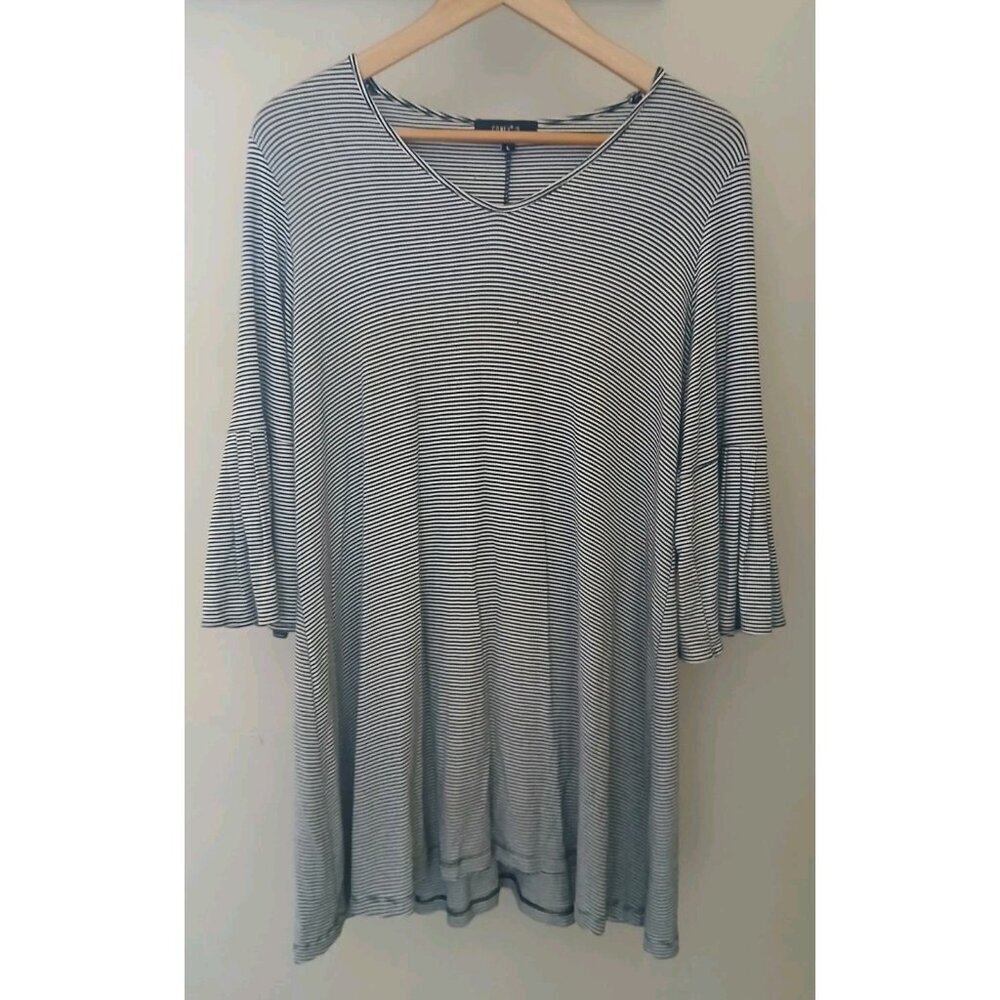 Comfy USA Striped Bell Sleeve Tunic Top